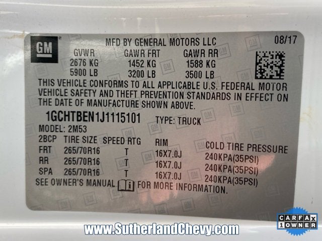 2018 Chevrolet Colorado 4WD Work Truck