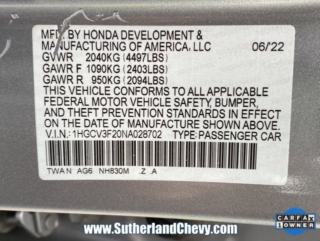 2022 Honda Accord Hybrid Sport