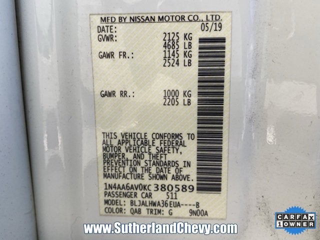 2019 Nissan Maxima Platinum