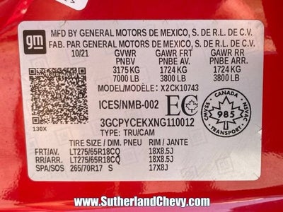 2022 Chevrolet Silverado 1500 LTD Custom Trail Boss