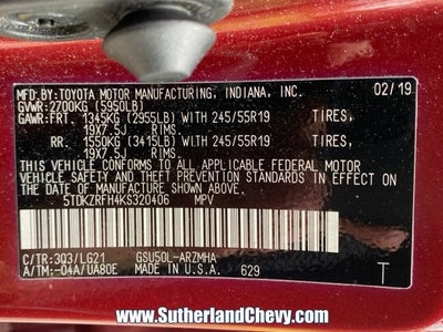 2019 Toyota Highlander SE