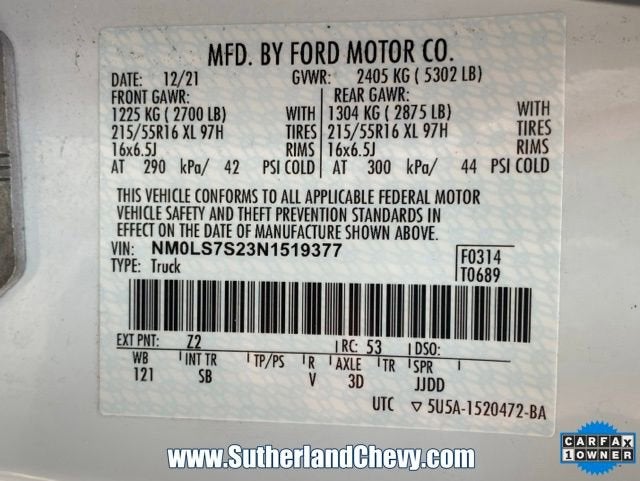 2022 Ford Transit Connect Van XL