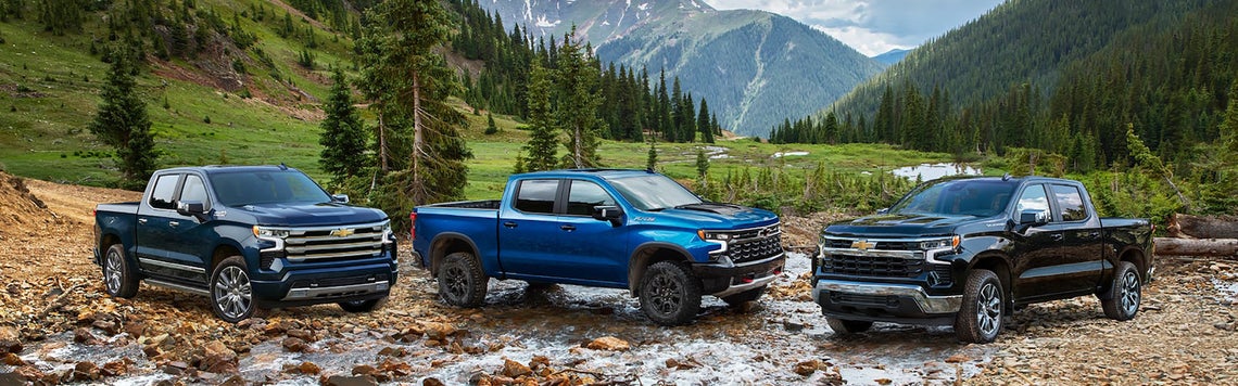 Chevrolet Silverado's in the wilderness